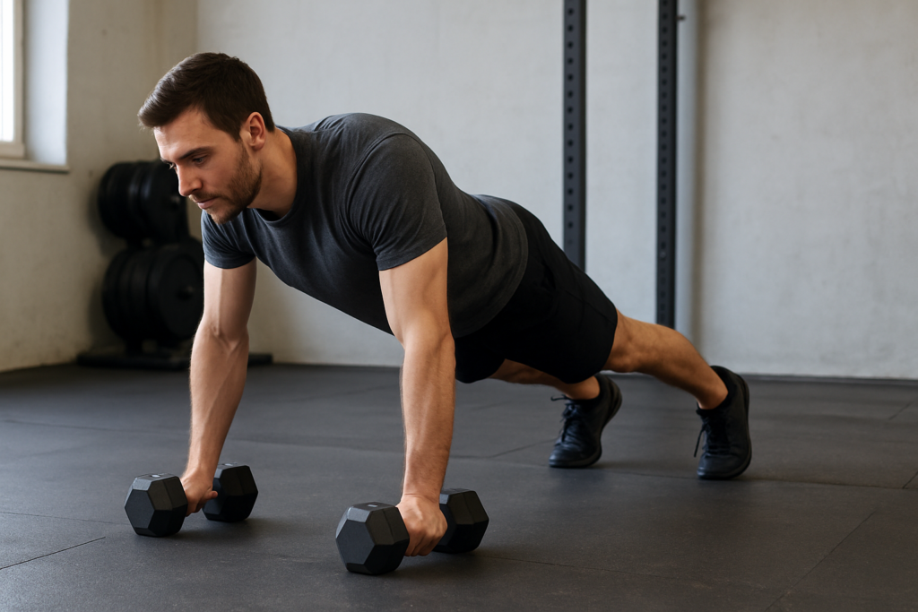 Burpee mit Kurzhanteln
