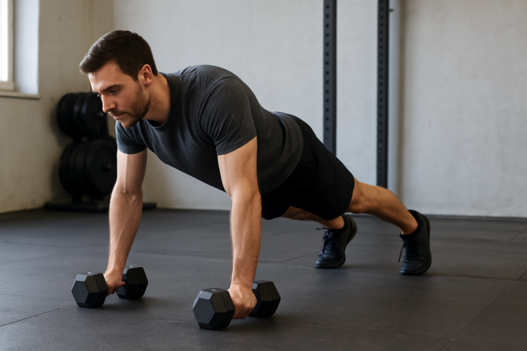 Burpee mit Kurzhanteln