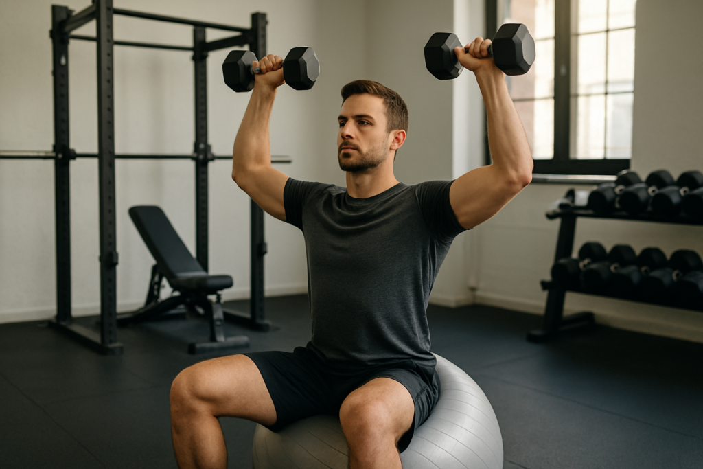 Stability Ball Dumbbell Press
