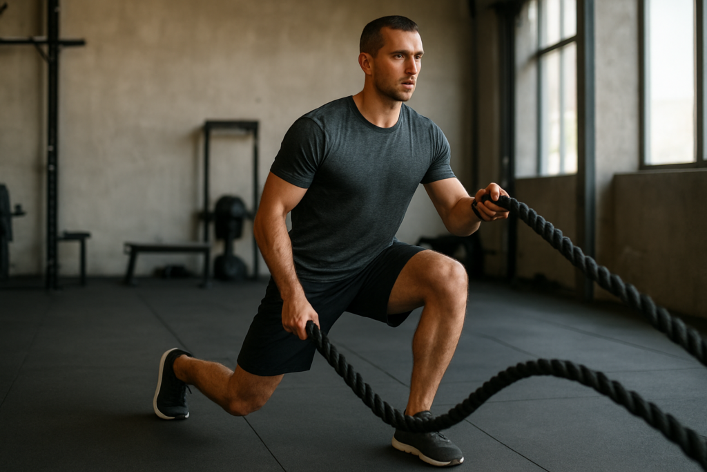 Battle Rope Reverse Lunge Waves