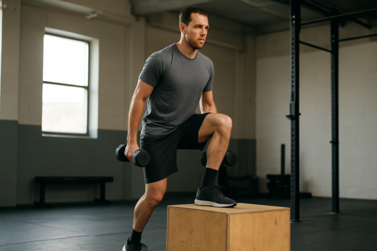 Dumbbell Box Step-over